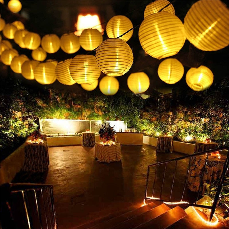 Solar Garland Lantern Festoon Fairy Led Light String Outdoor Lighting Chain Lamps Holiday Christmas Garden Terrace Decoration