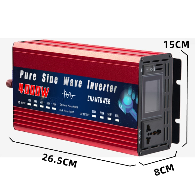 Pure Sine Wave Inverter 12V 24V 48V To AC 110V 220V 2200W 3000W 4000W Portable Power Supply Voltage Converter Car Solar Inverter