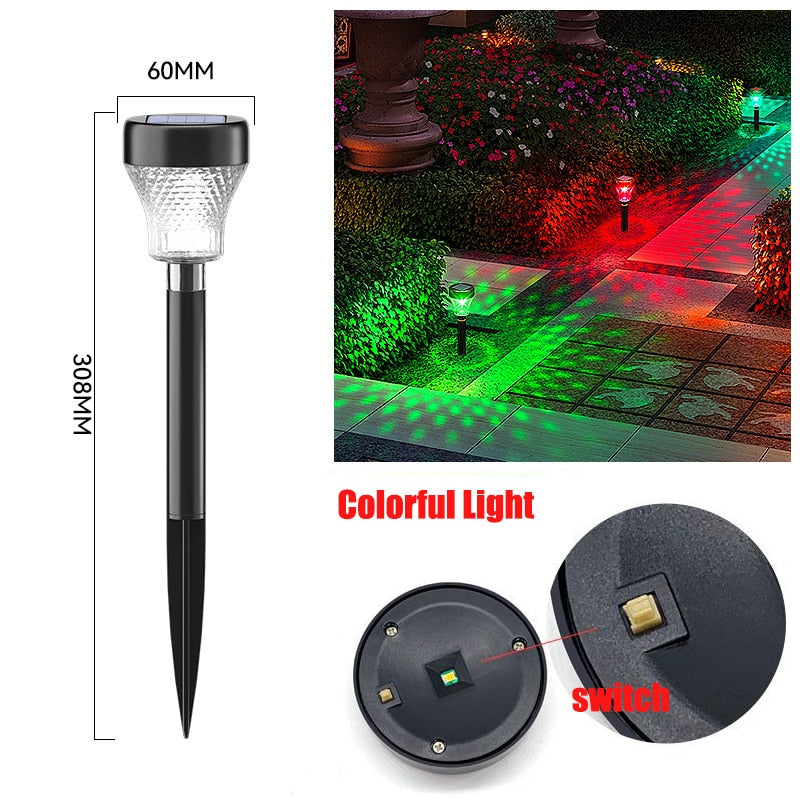 LED pelouse lampes solaires jardin lampe extérieure rvb multicolore porte chemin éclairage solaire noël décoratif paysage briller lumière