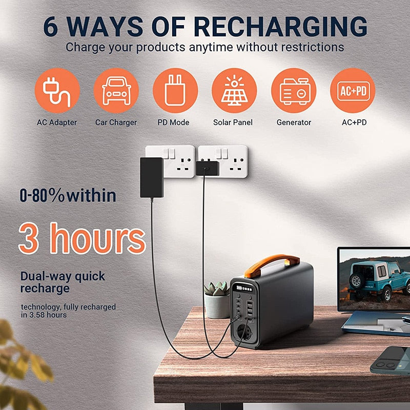 Stazione di alimentazione portatile 320Wh Lifepo4 Generatore esterno ad energia solare 200W Alimentazione di emergenza Cpap Batteria di backup per il campeggio