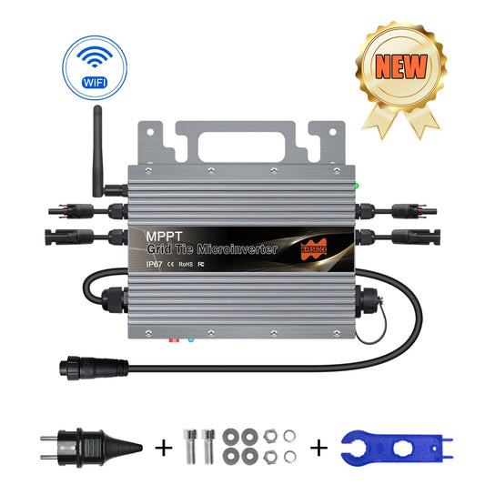800W Grid Tie Micro Inverter MPPT IP67 Built-in WiFi for 20-60VDC Solar Panel and 80-260VAC Grid,With Free EU Plug,Ship From EU
