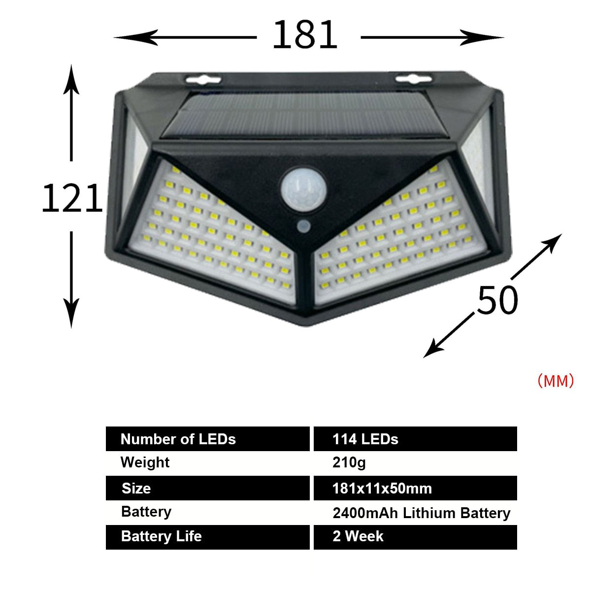 Solar LED Outdoor Garden Lamp Human Body Induction Wall Lamps Four Sides 100LED Charging Home Decor Road Lights