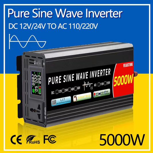 Inverter 12v 220v Pure Sine Wave 24v 110v DC To AC 2000W 3000W 4000W 5000W Multi-function Power Converter Car Solar Inverter