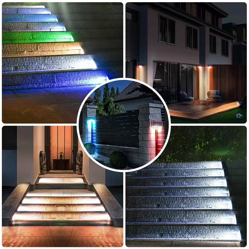 LED Outdoor Solar Anti-theft Stair Light Lens Design Super Bright IP67 Waterproof Step Lamp Decor Lighting Atmosphere Party