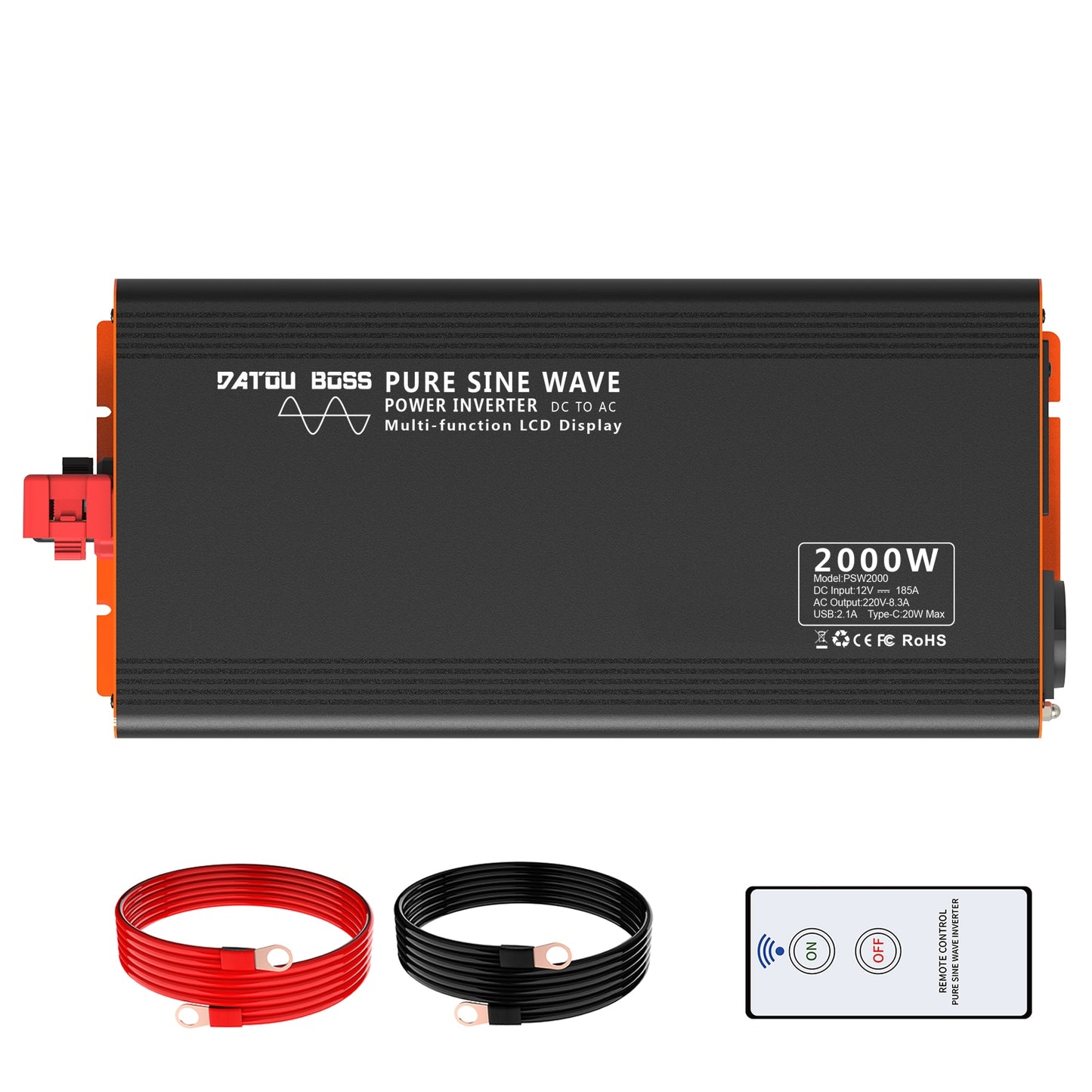 DATOUBOSS Inversor de onda senoidal pura 4000W DC 12V 24V 36V 48V 60V 72V a AC 220V 240V Power Inverter Continuous Power 2000W