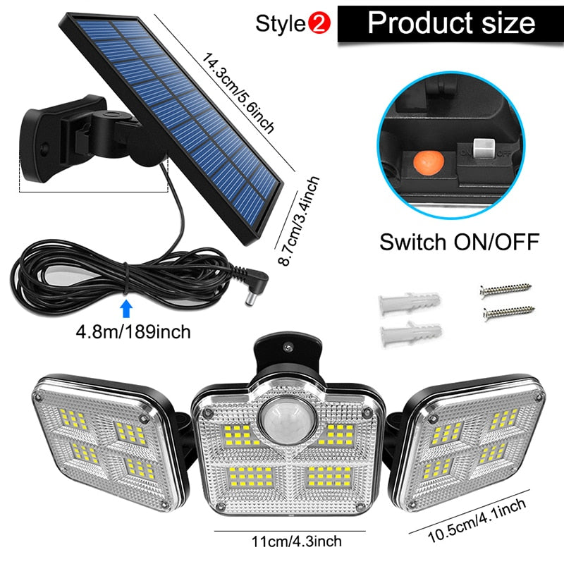 20w Super Bright Solar Lights 122led IP65 Waterproof Outdoor Indoor Solar Lamp With Adjustable Head Wide Lighting Angle