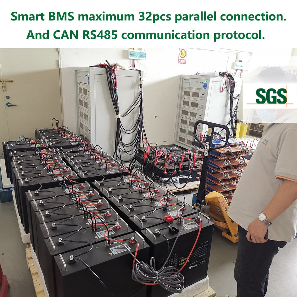 LiFePO4-Batterie 48V 100AH 200AH 5KW 10KW Lithium-Solarbatterie 6000+ Zyklen RS485 CAN 16S 100A BMS Max. 32 Parallel für Wechselrichter