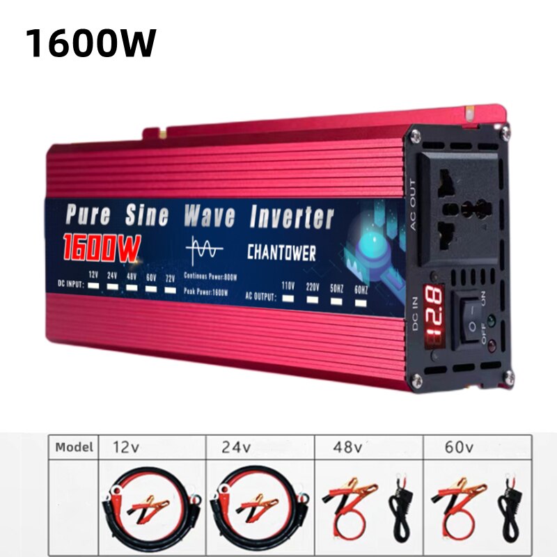 Inversor de onda senoidal pura 12V 220V 24/48V para CA 110V/220V 2200W 3000W 4000W Conversor de tensão de energia portátil Inversor solar para carro