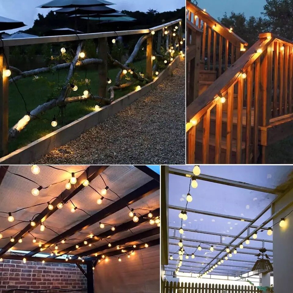 20 LED Outdoor Solar Lights Street garland G50 Bulb String Light Wateroof Decoration Lamp For Garden Indoor Holiday Lighting
