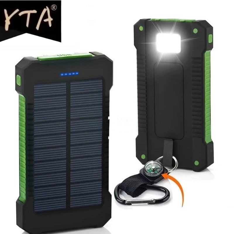 Solar Power Bank Waterproof 50000mAh Solar Charger USB Ports External Charger Powerbank for Xiaomi 5S Smartphone with LED Light