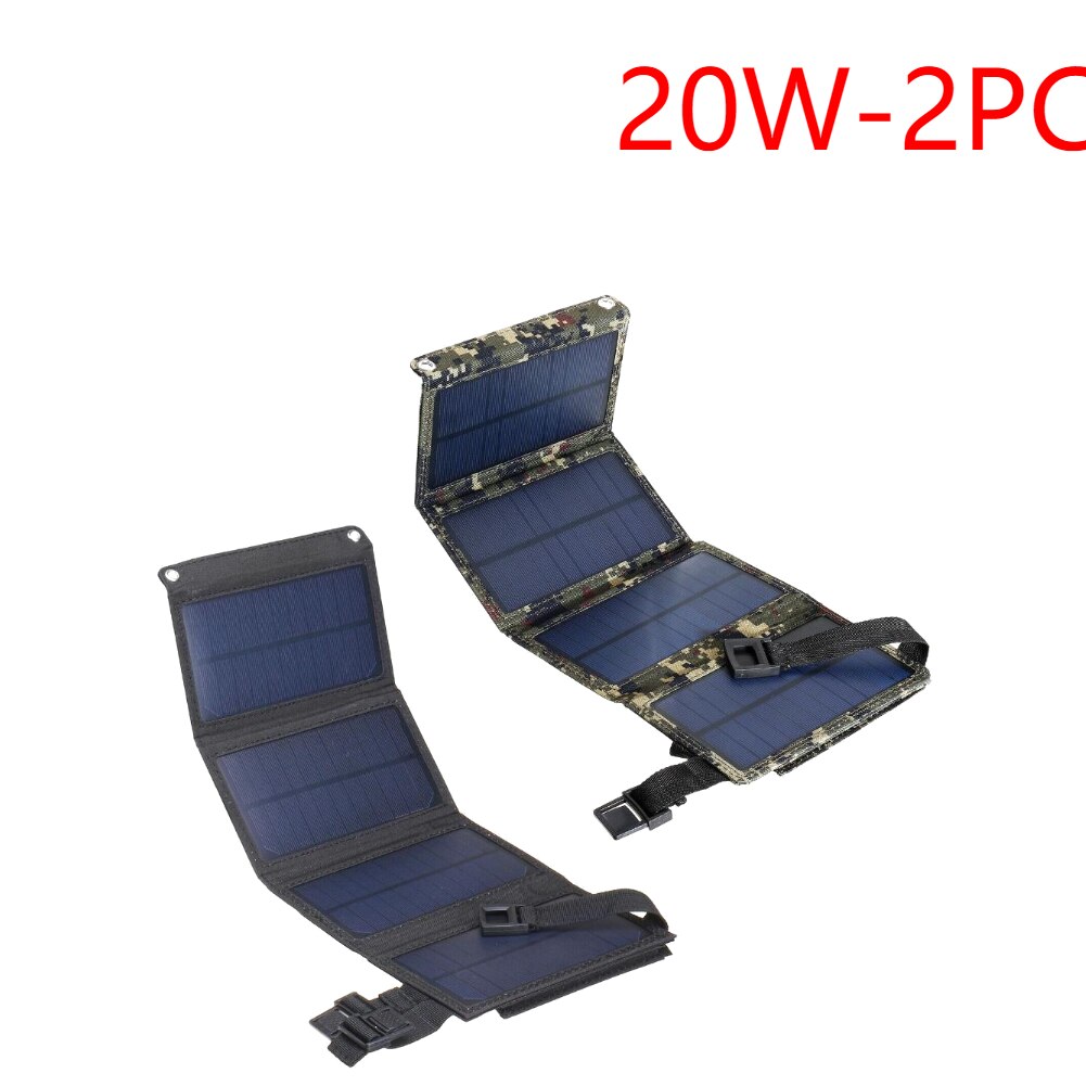 20W Outdoor Foldable Solar Panels Cell 5V USB Portable Solar Smartphone Battery Charger for Tourism Camping Hiking Phone Charger