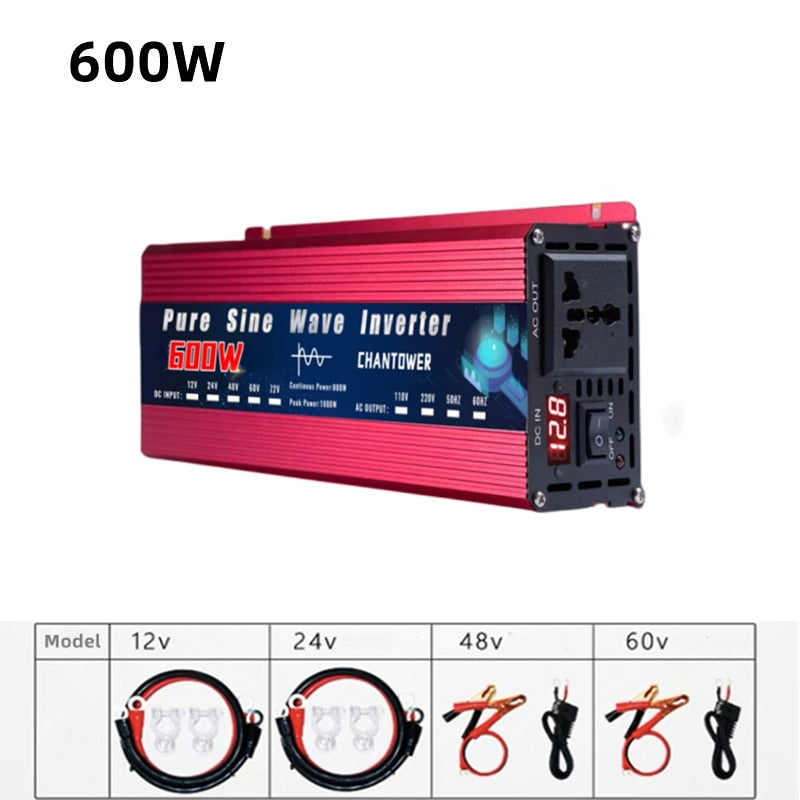 Inversor de onda senoidal pura 12V 220V 24/48V para CA 110V/220V 2200W 3000W 4000W Conversor de tensão de energia portátil Inversor solar para carro
