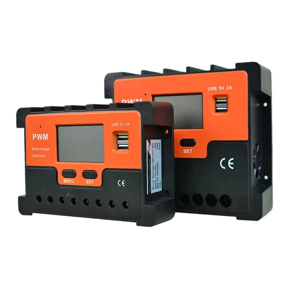Natural cooling 10A 20A 30A 40A 50A 60A PWM Solar Charge Controller 12V 24V Auto Charge Regulator With  5V 2A USB Output