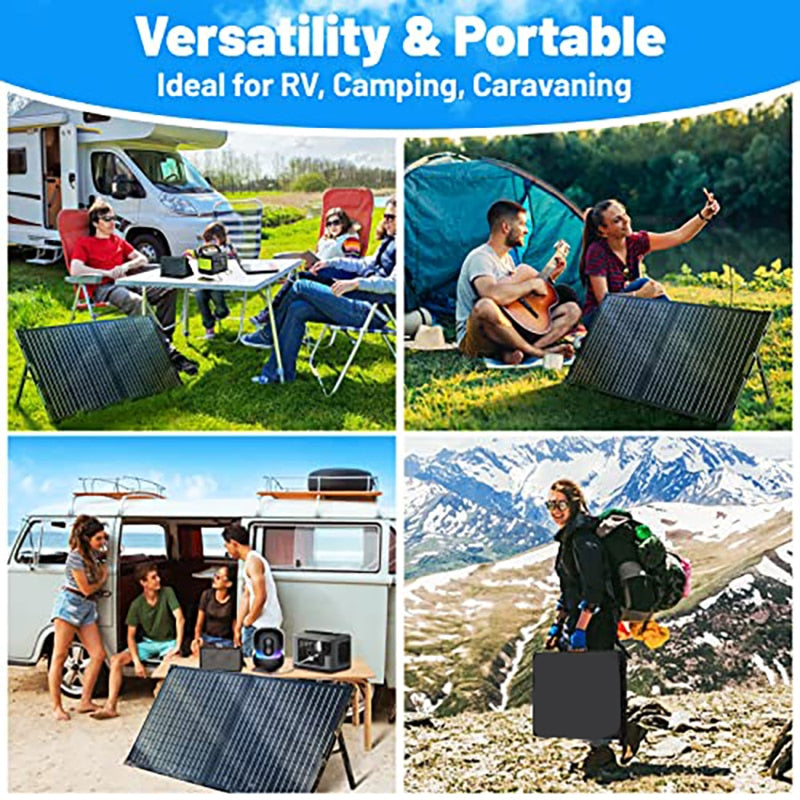 Pannello solare esterno 100W 12v 18v Caricabatterie portatile QC 3.0 PD DC Power Bank per campeggio domestico Viaggi in camper Batteria al litio a ciclo profondo