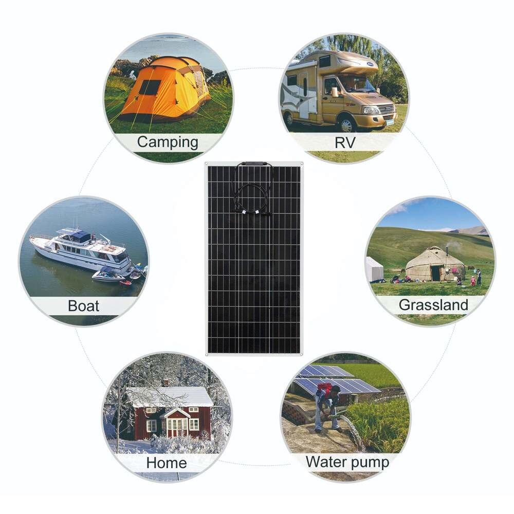 300W Solar Panel, Camping RV Boat Grassland Home Water
