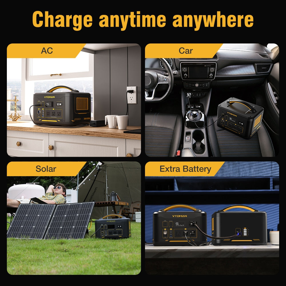 VTOMAN JUMP 1000 Portable Power Station 1408Wh Solar Generator 1000W Constant-Power LiFePO4 Battery For Outdoor Camping Home RV