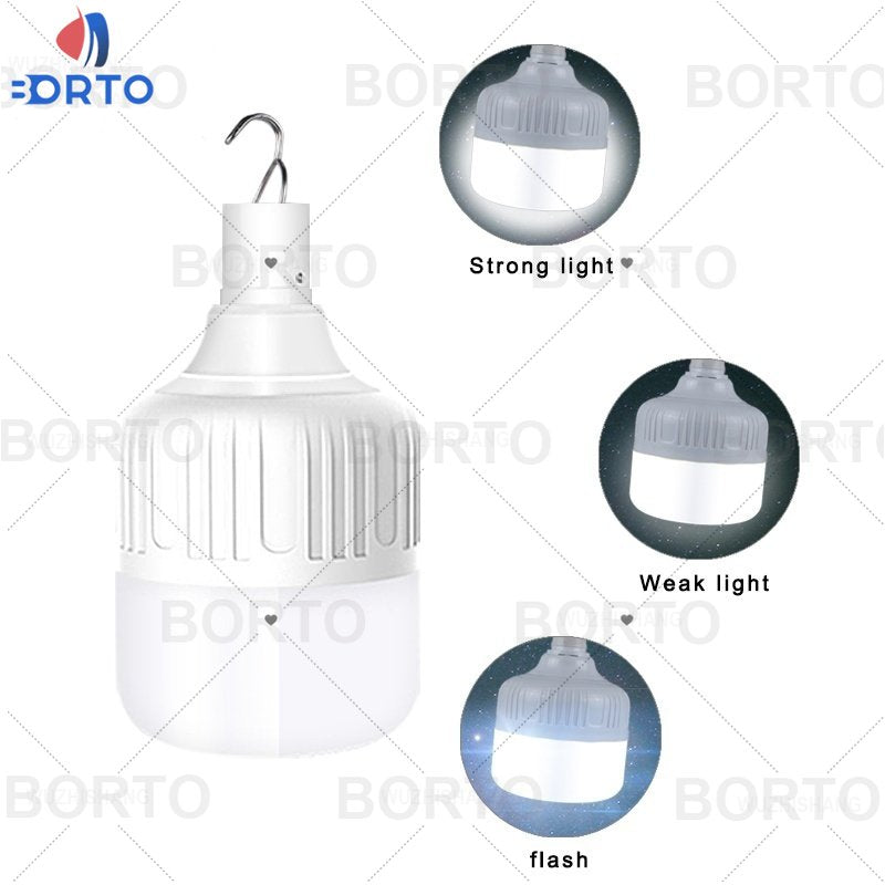 USB wiederaufladbare LED-Notbeleuchtung für Haus und Außenbereich, tragbare Laternen, 100 W, Notfalllampe, Glühlampe, Batterie, Laterne, Grill, Camping, Licht
