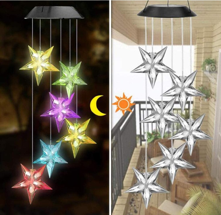 New Solar Power Wind Bells Chime Crystal Ball Hummingbird Butterfly Dragonfly Waterproof Outdoor Light for Patio Yard Garde