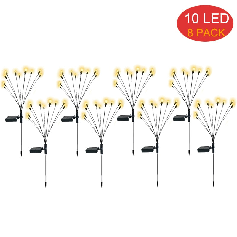 8Pack Solar Firefly Lights 10LED Solar Garden Lights Outdoor Waterproof Swaying Solar Garden Decorative Lights