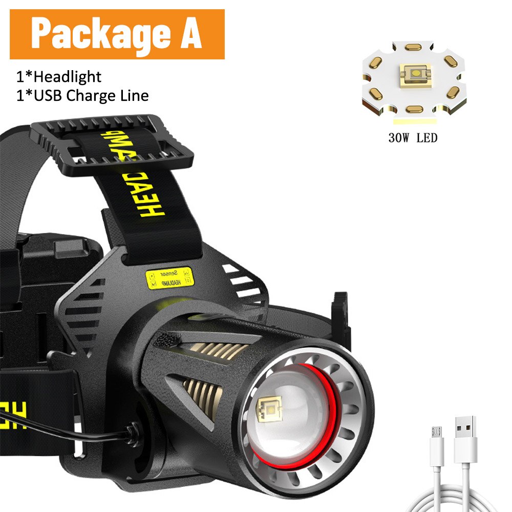 XHP360 faro da pesca ad alta potenza faro a luce ricaricabile faro da campeggio escursionismo torce a led può essere utilizzato come power bank