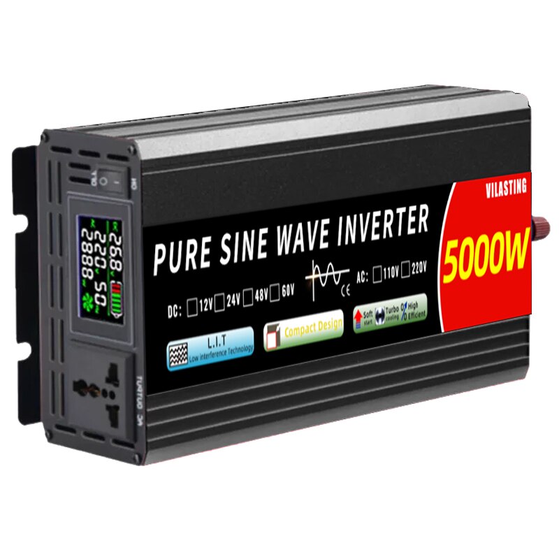 Micro inverter 12v/24v 110v/220v Pure Sine Wave 5000w 4000W 3000W 2000W DC To AC 50/60HZ Smart LCD Display Power boost converter