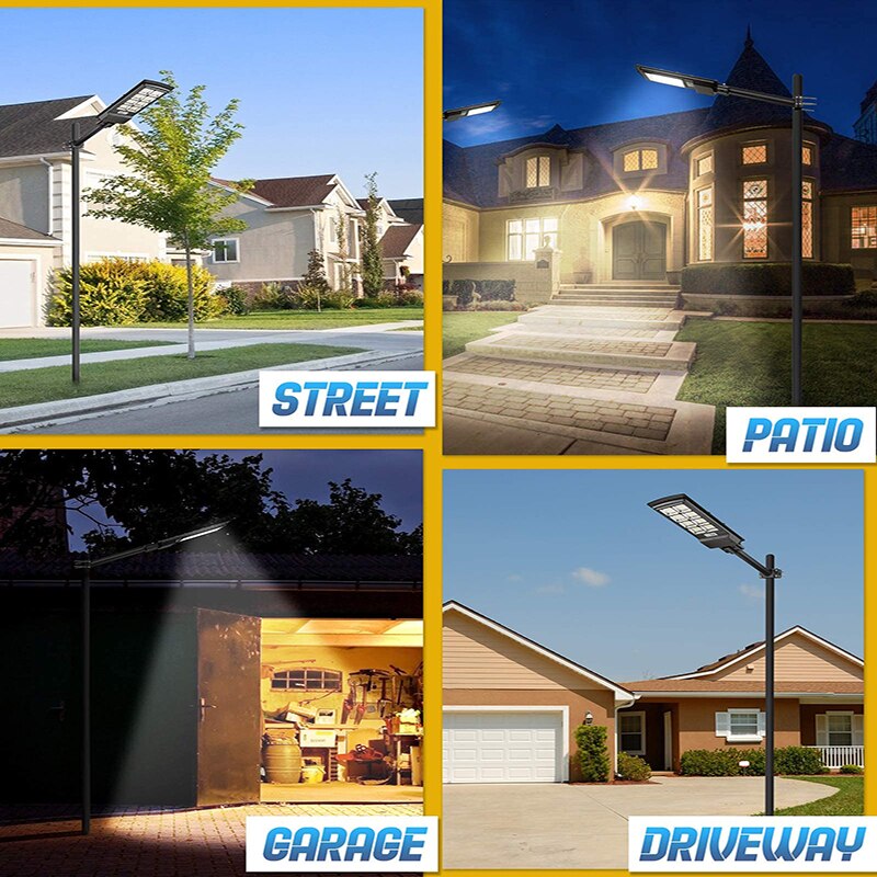 Newest 10000LM Solar Street Lights with Remote Control Motion Sensor Solar Outdoor LED Lamp IP65 Waterproof for Garden Garage