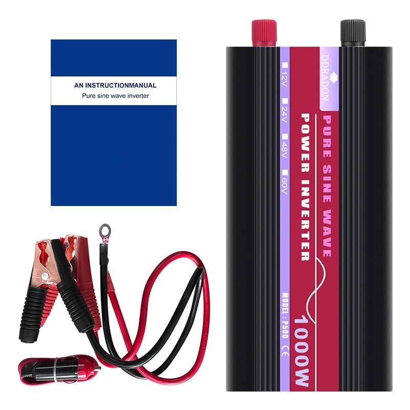 Inversor de onda senoidal pura 1000 W 1600 W 2000 W DC 12 V AC 220 V 50 Hz Inversor de energia plugue UE Conversor de carro para casa Energia solar