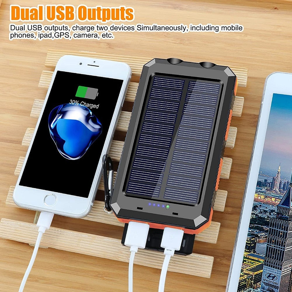 Solar Power Bank 80000mAh Portable Charging Poverbank External Battery Charger  Strong Light LDE Light for All Smartphones