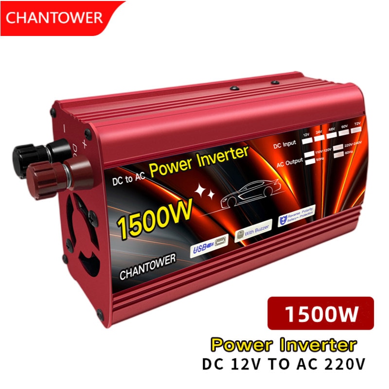 Inverter solare 12v 220v 500W 1000W 2000W 3000W Onda sinusoidale modificata Inversor Trasformatore di tensione Convertitore di potenza automatico Inverter per auto