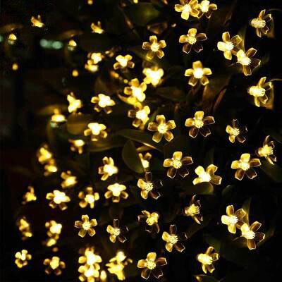 Solar Garlands Light 5m 7m 12m Peach Flower Solar Lamp Power LED String Fairy Lights Garden Wedding Decor for Outdoor