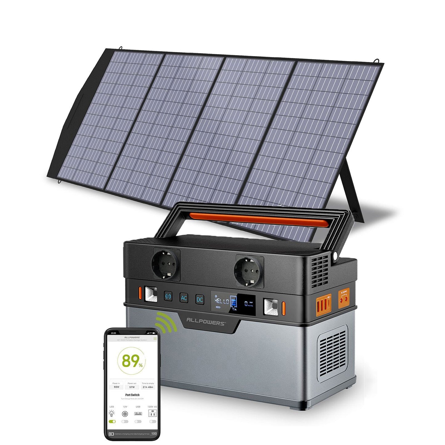 ALLPOWERS Portable solar Power Station 700W / 1500W Outdoor Generators, 110 / 230V Battery Backup With Mobile 200W Solarpanel
