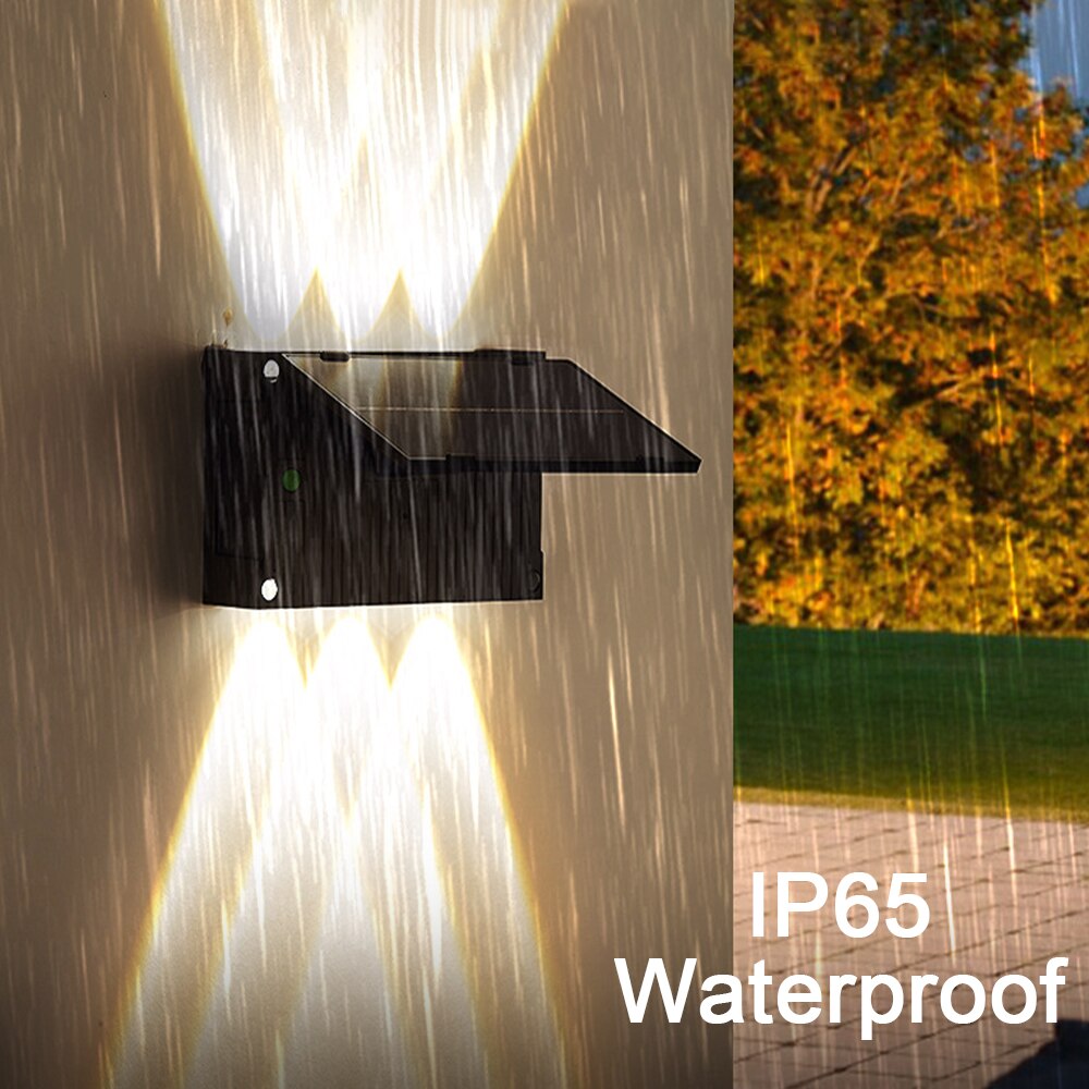 Applique da parete a luce solare a led per esterni su e giù impermeabile luce solare recinzione portico decorazione da parete lampada solare esterna da giardino