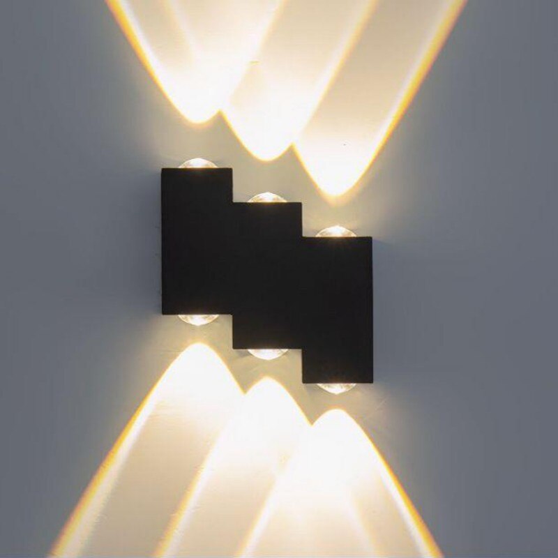 Außenwandleuchte aus Aluminium, IP65, wasserdicht, LED-Beleuchtung, Auf- und Ablicht, Hofgarten, Villa, Wandleuchte, Doppelkopf, 90–260 V