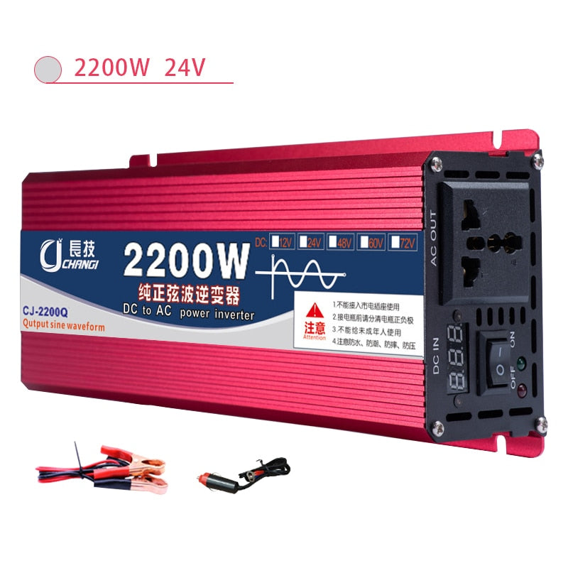 Pure Sine Wave Inverter 12V/24V To AC 220V 1600W 2200W 3000W Voltage Transformer Power Converter Solar Inverter