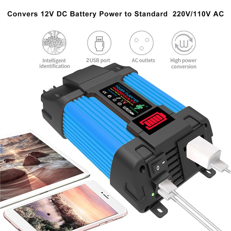 12V to 110/220V Solar Panel, Converts 12V DC Battery Power to Standard 220VM11