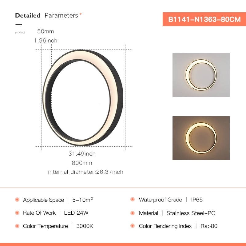 VZVI Outdoor Wall Light Modern IP65 Waterproof 110V 220V LED Villa Terrace Garden Street Light Round Moon Background Porch Lamps