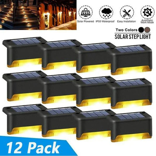Solar Deck Lights 12 Pack Outdoor Step Lights Waterproof Led Solar Lights for Railing Stairs Step Fence Yard Patio and Pathway