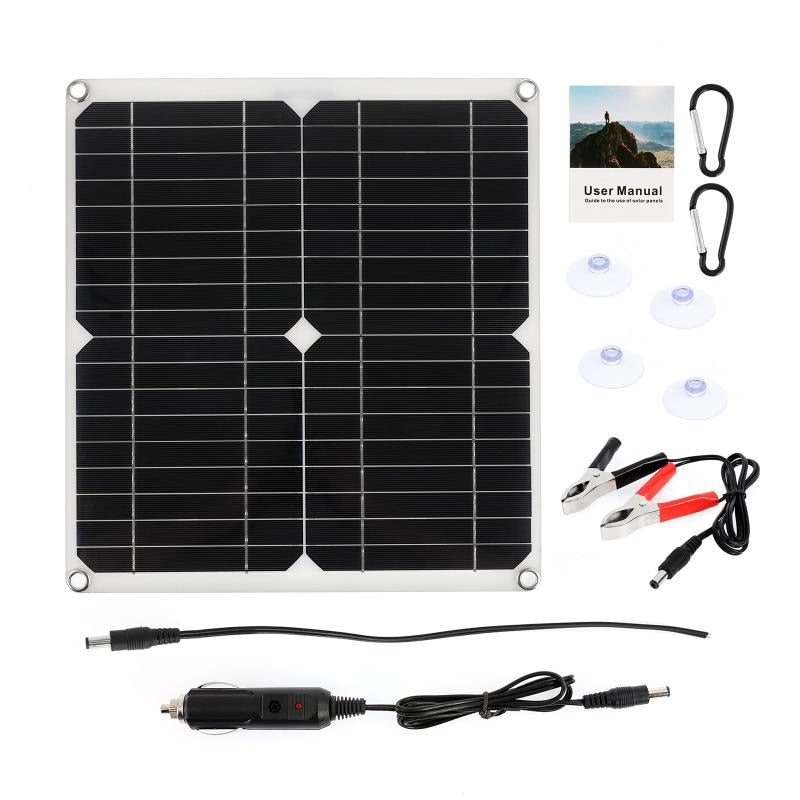 18V Solar Panel 100W Dual USB 5V Solar Panel Battery Charger Controller Camping Hiking Monocrystalline Solar Cell Boat Car Home
