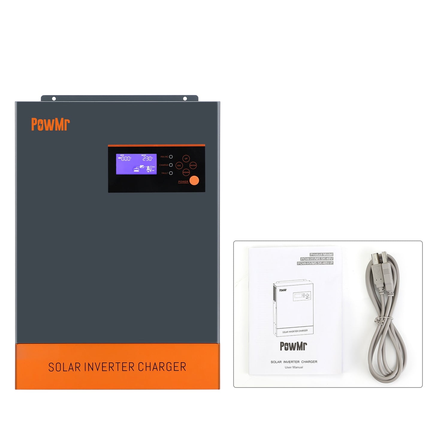 PowMr 5KW Hybrid Solar Inverter 48V MPPT 80A 5500W Pure Sine Wave Parallel In 9 Units Can Three Phases 380V