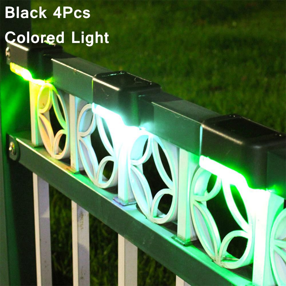 4pcs LED Solar Lamp Path Stair Outdoor Waterproof Wall Light Garden Landscape Step Deck Lights Balcony Fence Solar Lights