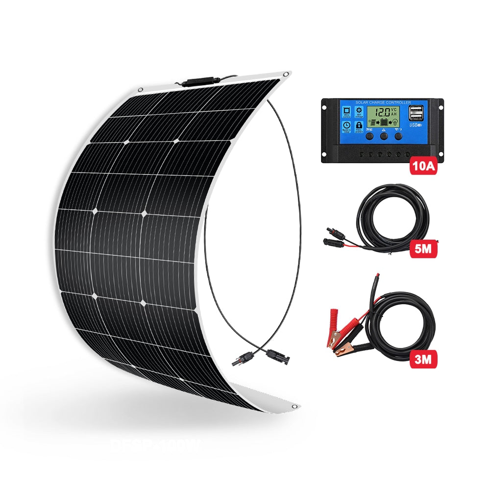 Dokio 18V/16V 100W 200W 400W Flexible Solar Panel Sets For Car/Home Waterproof Monocrystalline Solar China Charge 12V Battery