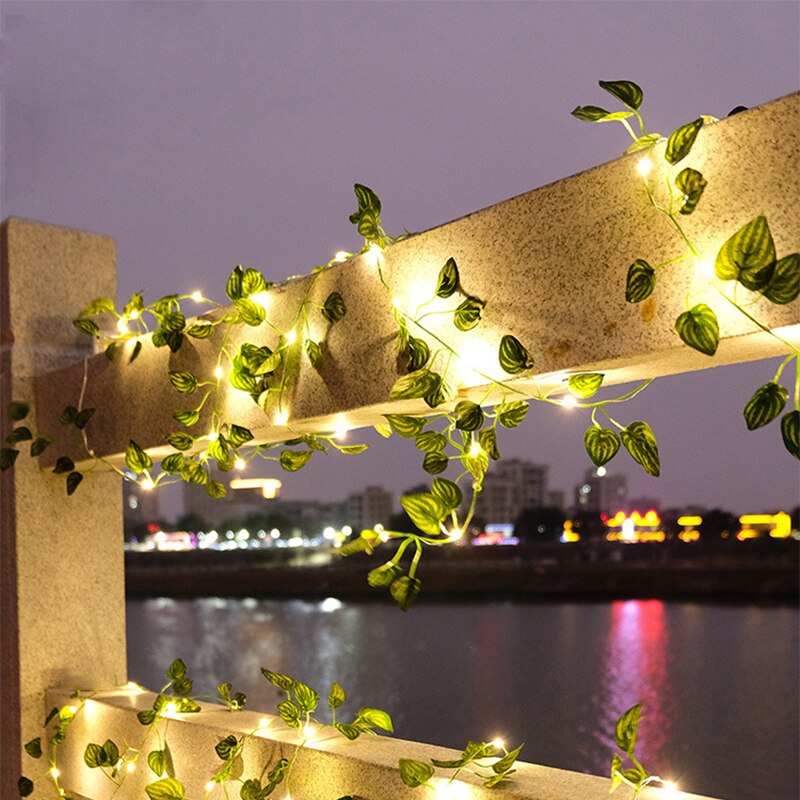 Solar Green Ivy Leaf Garland with Copper Led Fairy String Light 10M 100Leds String Light Outdoor Garden Floral Led Strip Light
