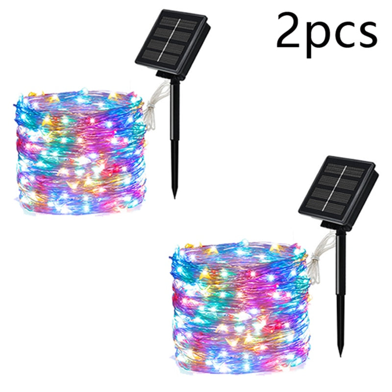 Guirlande Solaire Fée LED Lumières 200m Lumières De Noël Étanche Extérieure Guirlande Solaire Lampe De Noël Pour La Décoration De Jardin.