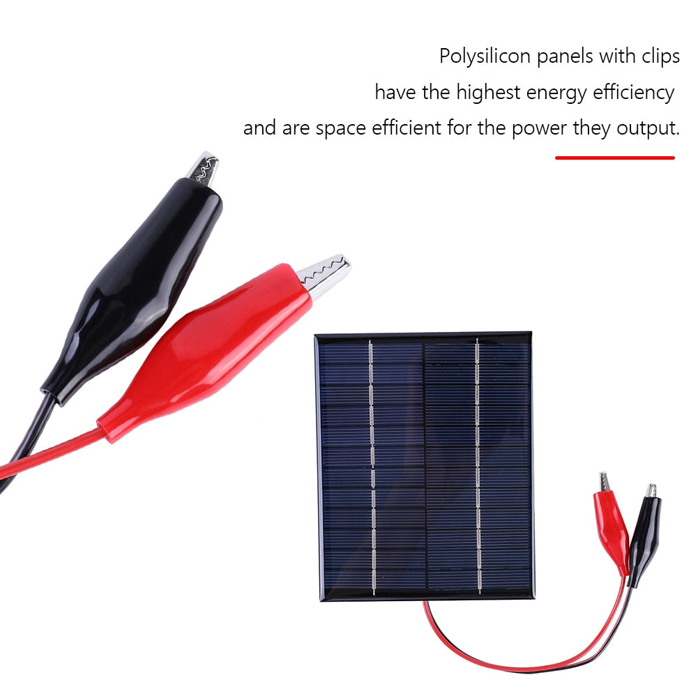 Painel solar à prova d'água 5W 12V ao ar livre DIY Carregador de células solares Painéis epóxi de polissilício 136x110MM para ferramenta de carregamento de bateria de 9-12V