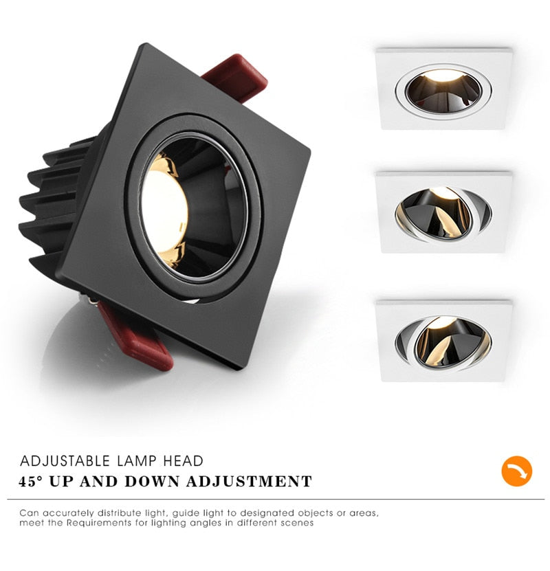 Lámpara de techo LED empotrada 24W 10W Focos LED de cabeza simple / doble CREE COB Downlight antideslumbrante para el interior de la tienda de la oficina en el hogar