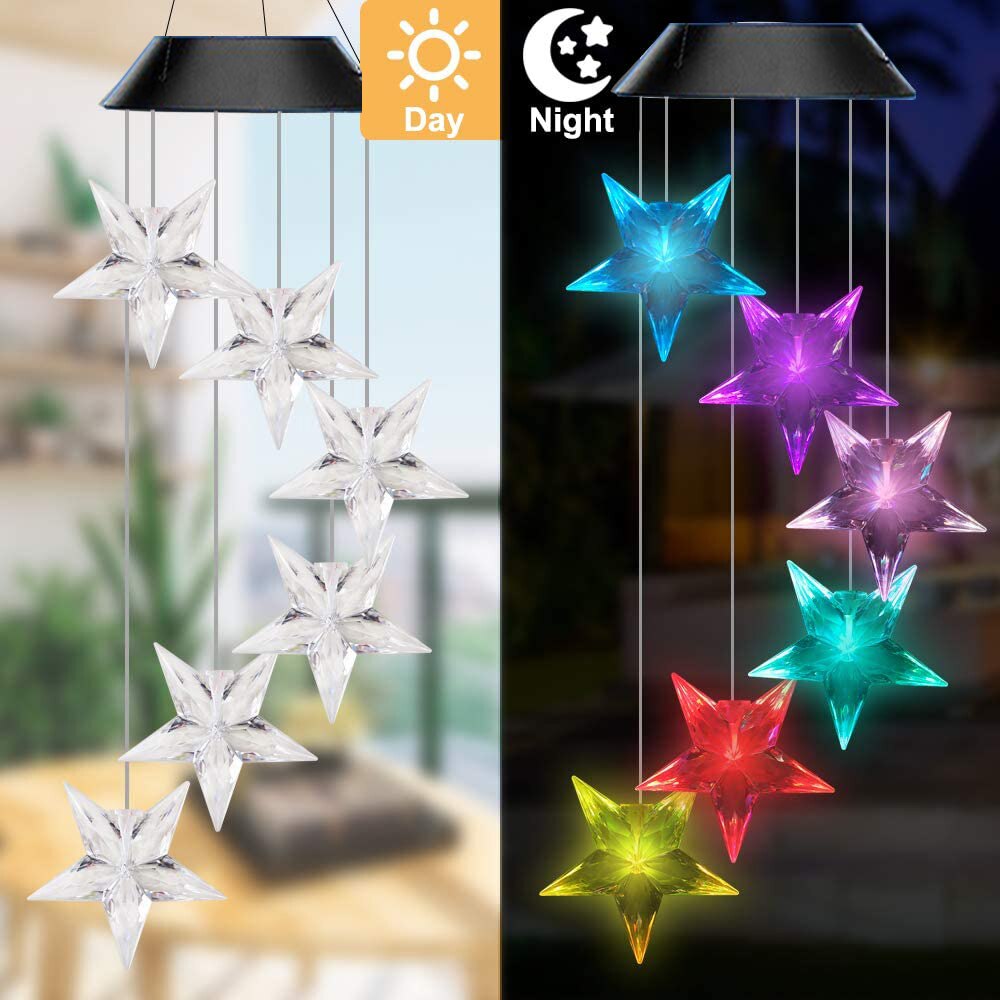 Color changing Solar Wind Chime Crystal Ball Hummingbird Wind Chime Lamp Waterproof Outdoor Use for Courtyard Garden Decoration