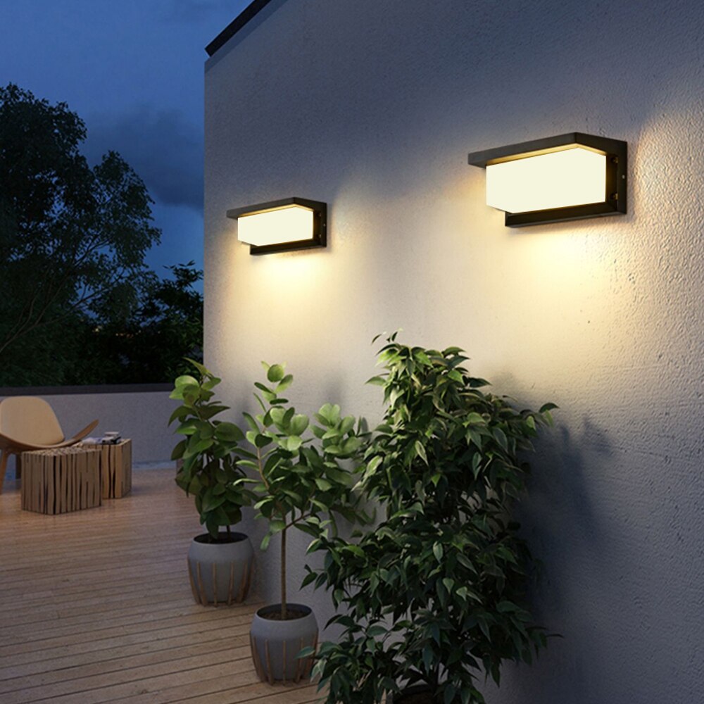 Lámpara LED de pared para exteriores, impermeable, IP65, Sensor de Radar, iluminación, luces de porche montadas en superficie, balcón, jardín, aplique de 12W, 18W, 30W