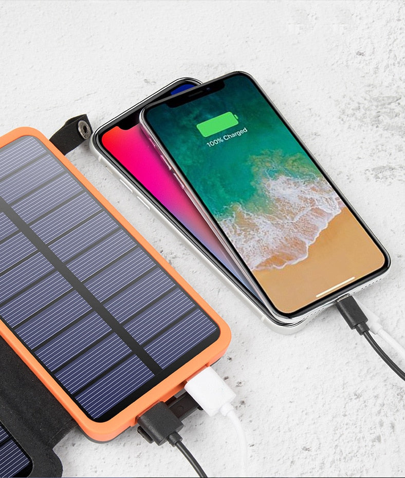 100000mAh Waterproof Solar Power Bank Outdoor Camping Portable Folding Solar Panels 5V 2A USB Output Device Sun Power For Phone