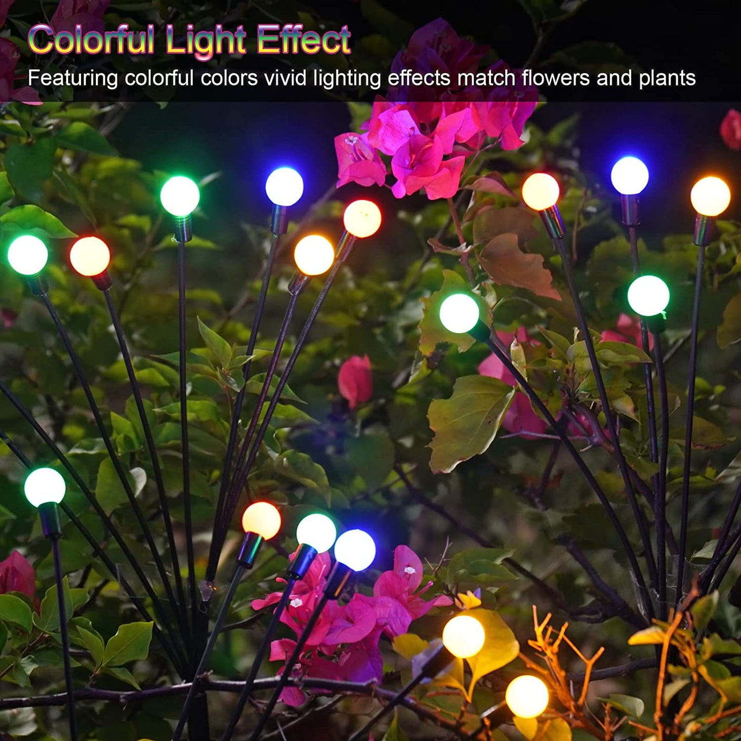 8Pack Solar Firefly Light, Colonul Light Efiect Featuring colorful colors vivid lighting effects