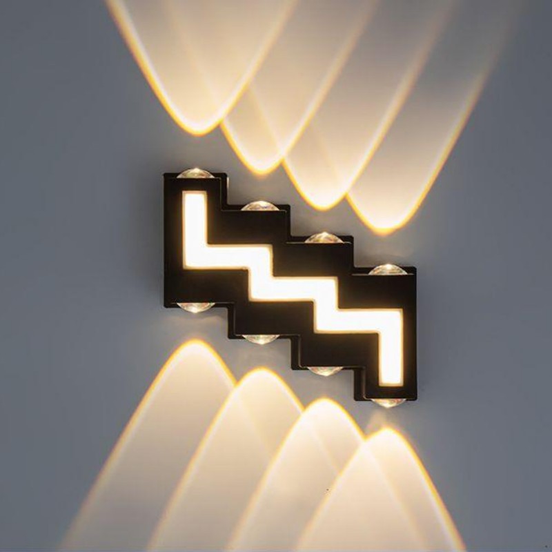 Außenwandleuchte aus Aluminium, IP65, wasserdicht, LED-Beleuchtung, Auf- und Ablicht, Hofgarten, Villa, Wandleuchte, Doppelkopf, 90–260 V